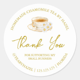 シンプル自家製カモミール茶サンキューラベル ラウンドシール