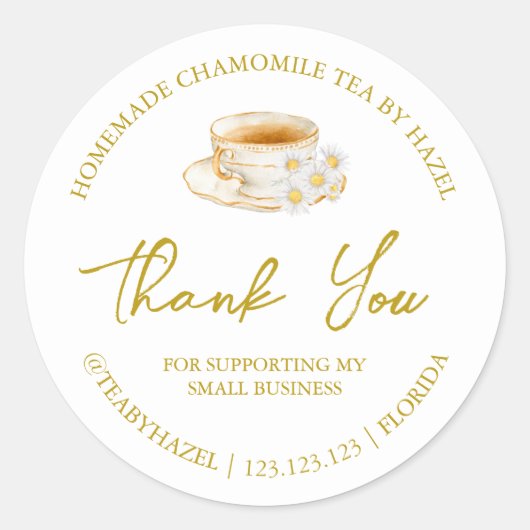 シンプル自家製カモミール茶サンキューラベル ラウンドシール (正面)
