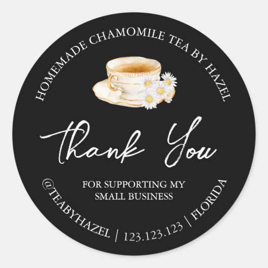 シンプル自家製カモミール茶サンキューラベル ラウンドシール (正面)