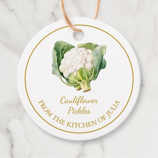 シンプル自家製カリフラワーのピクルスつるラベル フェイバータグ (正面)