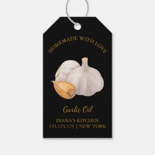 シンプル自家製ガーリック油つるラベルLブラック ギフトタグ