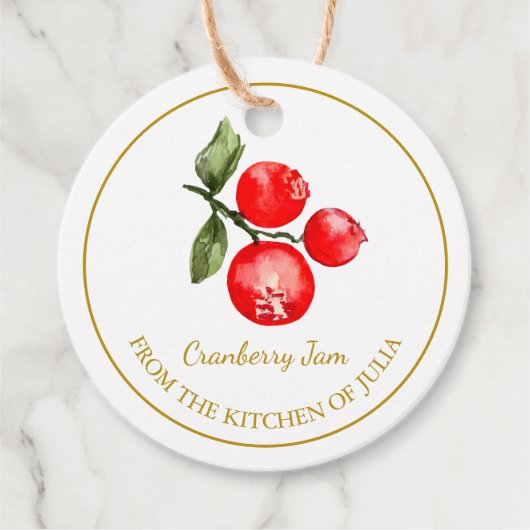 シンプル自家製クランベリージャムつるラベルlホワイト フェイバータグ (正面)
