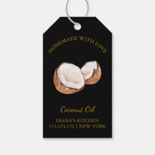 シンプル自家製ココナッツ油つるラベルLブラック ギフトタグ