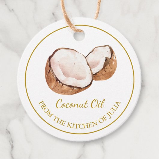 シンプル自家製ココナッツ油つるラベルLホワイト フェイバータグ (正面)