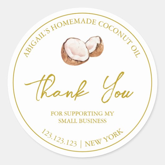 シンプル自家製ココナッツ油サンキューラベル ラウンドシール (正面)