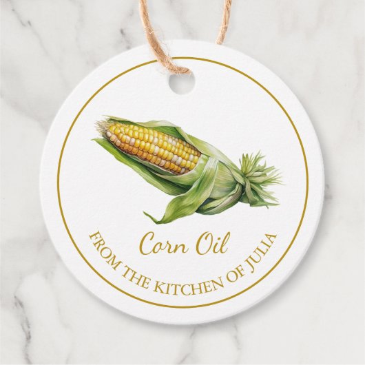 シンプル自家製コーン油つるラベルLホワイト フェイバータグ (正面)