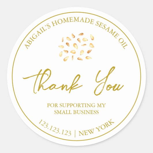 シンプル自家製ゴマ油サンキューラベル ラウンドシール (正面)