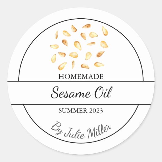 シンプル自家製ゴマ油ラベル ラウンドシール (正面)