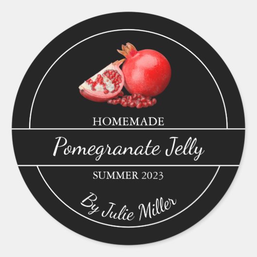 シンプル自家製ザクロ状ゼリーラベル ラウンドシール (正面)