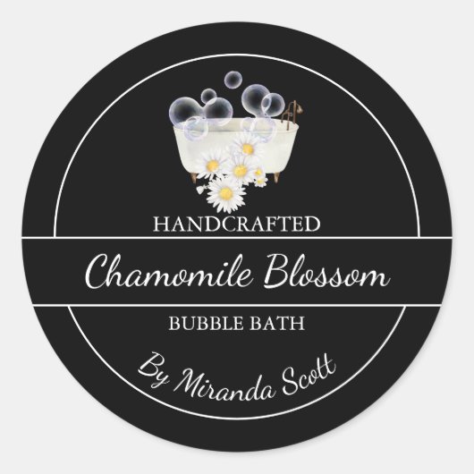 シンプル自家製シャモミールバブルバスラベル ラウンドシール (正面)