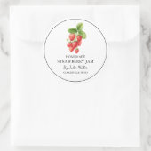 シンプル自家製ストロベリージャムラベル ラウンドシール (バッグ)
