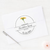 シンプル自家製ダンデリオシロップのラベル |白 ラウンドシール (封筒)