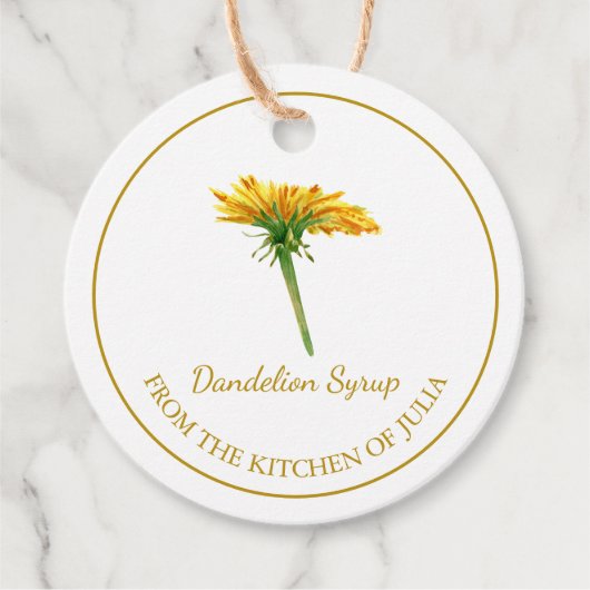 シンプル自家製ダンデリオンシロップつるラベルLホワイト フェイバータグ (正面)
