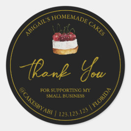 シンプル自家製デザートケーキありがとうラベル ラウンドシール