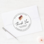 シンプル自家製デザートケーキありがとうラベル ラウンドシール (封筒)