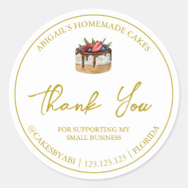 シンプル自家製デザートケーキありがとうラベル ラウンドシール