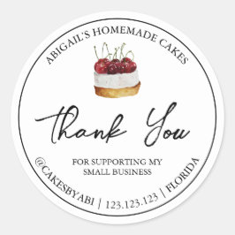 シンプル自家製デザートケーキありがとうラベル ラウンドシール