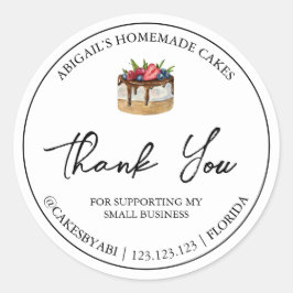 シンプル自家製デザートケーキありがとうラベル ラウンドシール