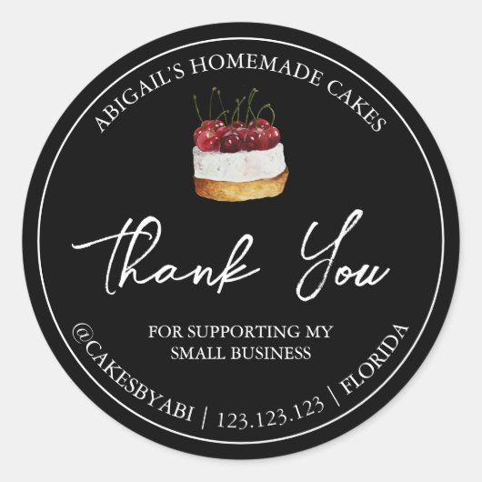 シンプル自家製デザートケーキありがとうラベル ラウンドシール (正面)