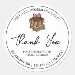 シンプル自家製デザートケーキありがとうラベル ラウンドシール