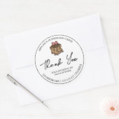 シンプル自家製デザートケーキありがとうラベル ラウンドシール (封筒)