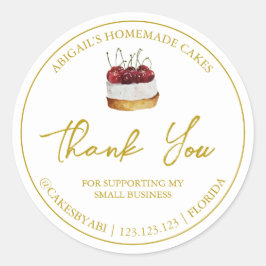 シンプル自家製デザートケーキありがとうラベル ラウンドシール