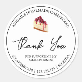 シンプル自家製デザートチーズケーキありがとうラベル ラウンドシール