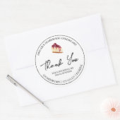 シンプル自家製デザートチーズケーキありがとうラベル ラウンドシール (封筒)