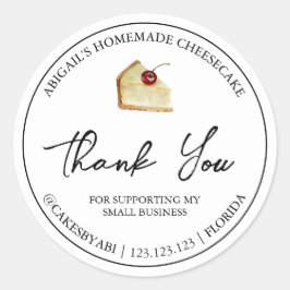 シンプル自家製デザートチーズケーキありがとうラベル ラウンドシール