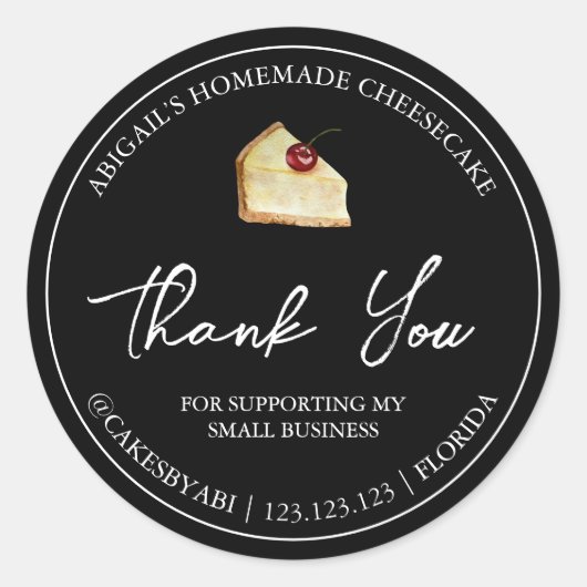 シンプル自家製デザートチーズケーキありがとうラベル ラウンドシール (正面)
