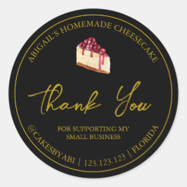 シンプル自家製デザートチーズケーキありがとうラベル ラウンドシール