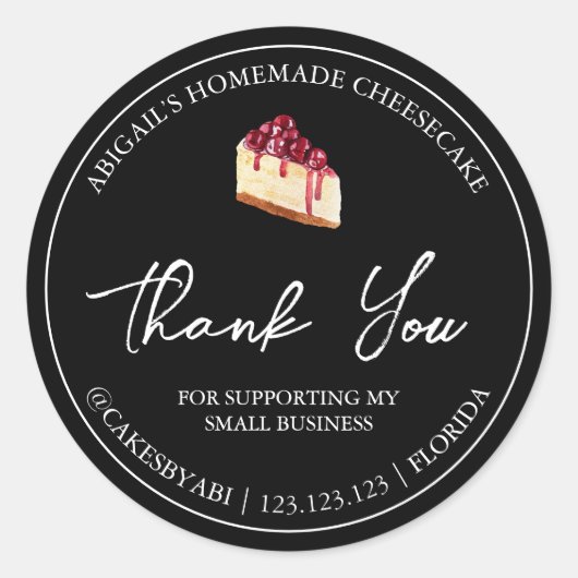 シンプル自家製デザートチーズケーキありがとうラベル ラウンドシール (正面)