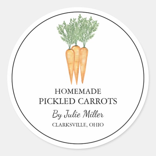 シンプル自家製ニンジン漬けラベル ラウンドシール (正面)