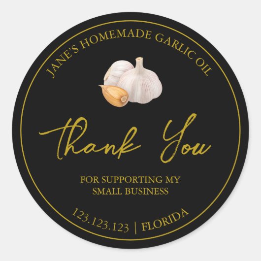 シンプル自家製ニンニク油サンキューラベル ラウンドシール (正面)