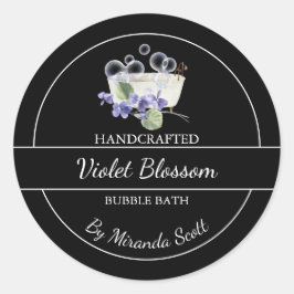 シンプル自家製バイオレット泡風呂ラベル ラウンドシール