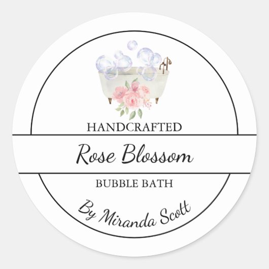 シンプル自家製バラバブルバスラベル ラウンドシール (正面)