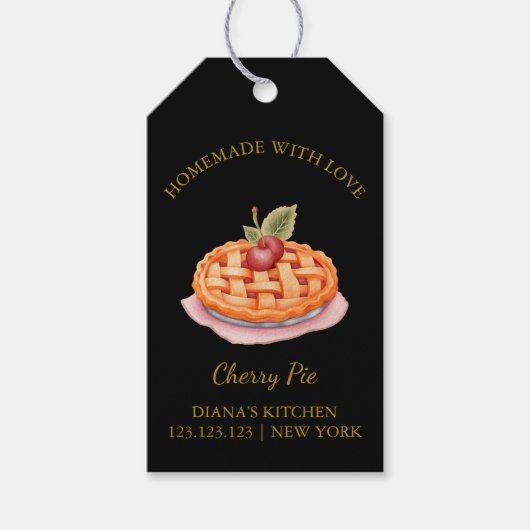 シンプル自家製パイつるラベルLブラック ギフトタグ (正面)