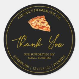 シンプル自家製パイケーキありがとうありがとうラベル ラウンドシール