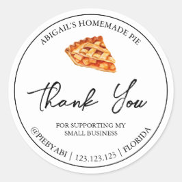 シンプル自家製パイケーキありがとうありがとうラベル ラウンドシール