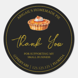 シンプル自家製パイケーキありがとうありがとうラベル ラウンドシール