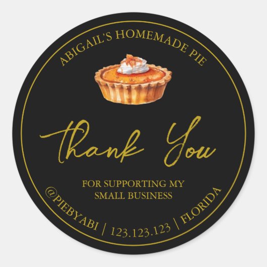 シンプル自家製パイケーキありがとうありがとうラベル ラウンドシール (正面)