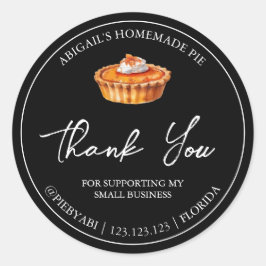 シンプル自家製パイケーキありがとうありがとうラベル ラウンドシール