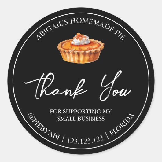 シンプル自家製パイケーキありがとうありがとうラベル ラウンドシール (正面)