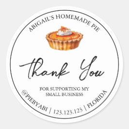シンプル自家製パイケーキありがとうありがとうラベル ラウンドシール