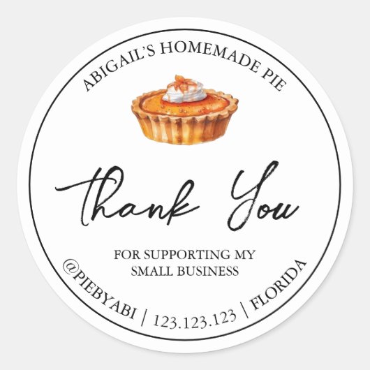 シンプル自家製パイケーキありがとうありがとうラベル ラウンドシール (正面)