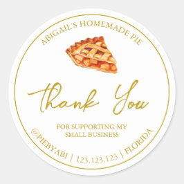 シンプル自家製パイケーキありがとうありがとうラベル ラウンドシール