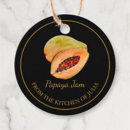 シンプル自家製パパイヤジャムつるラベルLブラック フェイバータグ