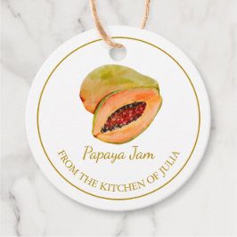 シンプル自家製パパイヤジャムつるラベルLホワイト フェイバータグ