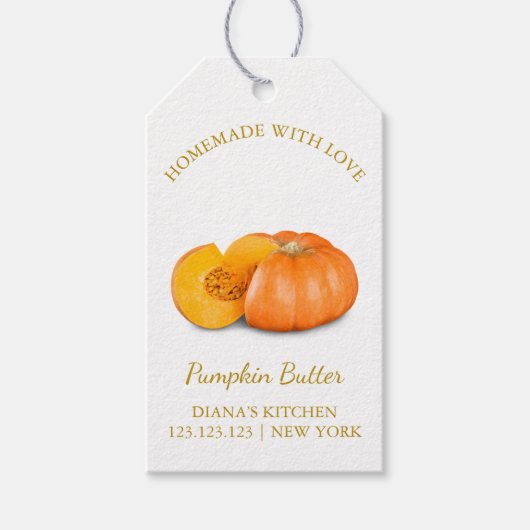 シンプル自家製パンプキンバターつるラベルLホワイト ギフトタグ (正面)