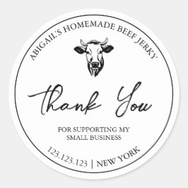 シンプル自家製ビーフジャーキーサンキューラベル ラウンドシール